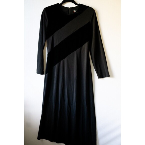 Vintage Helene Blake M Black maxi dress goth witchy whimsigoth long sleeve - Picture 1 of 5